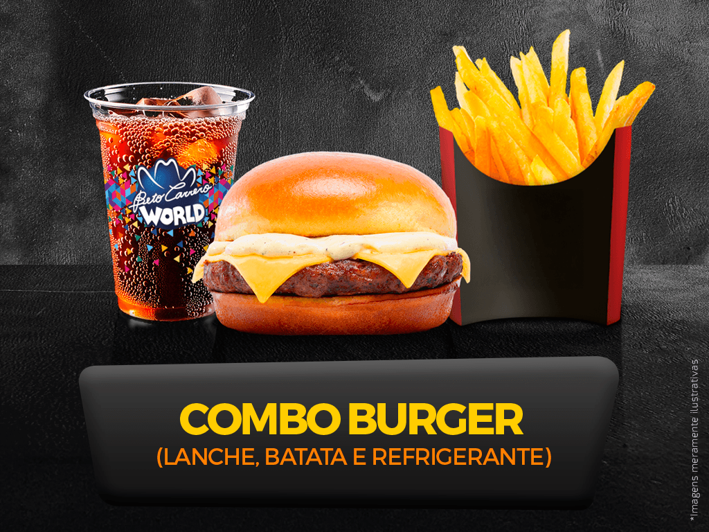 Combo 4 – 1 X Burguer + 1 copo de refri + 1 batata frita mini - 01 Pessoa