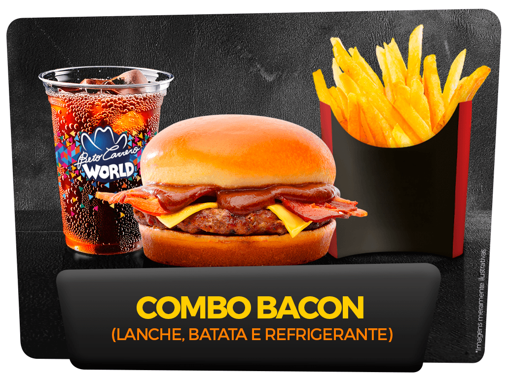 Combo 3 – 1 X Bacon + 1 copo de refri + 1 batata frita mini - 01 Pessoa
